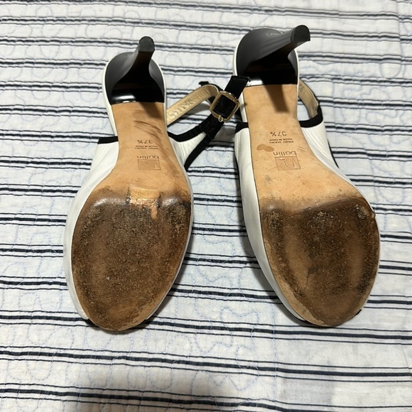 BALLIN open toe white and black with ribbons heel size Euro 37.5 US size 7.5 - Picture 5 of 16